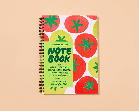 Colorful Summer Letterpress A5 Spiral Notebook—Tomato Garden