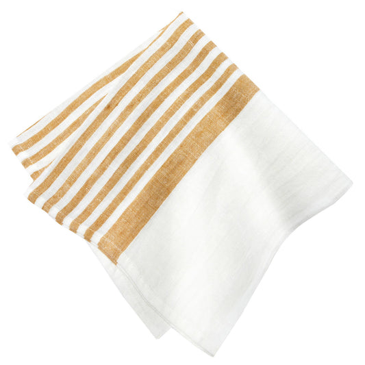 Brittany White & Mustard Napkins 20x20 - Set of 4