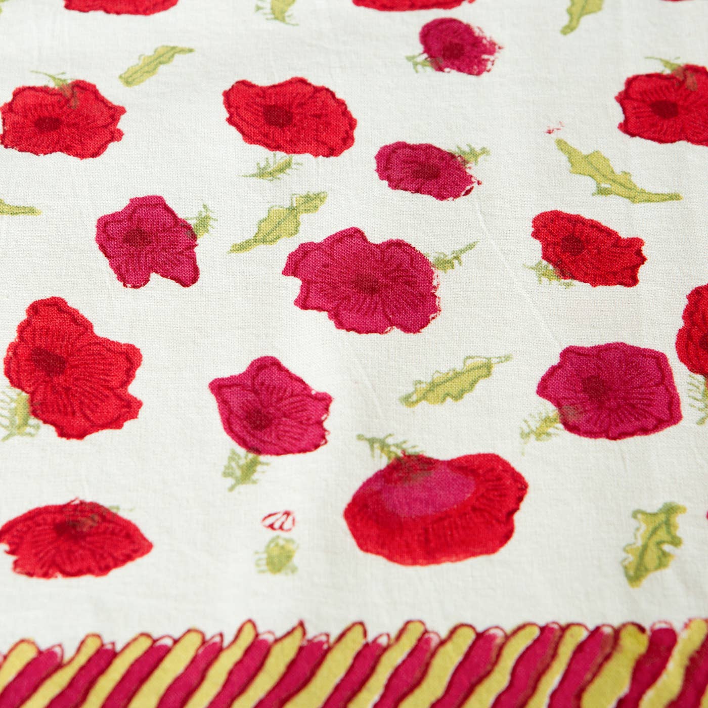 Poppies Red & Green French Tablecloth