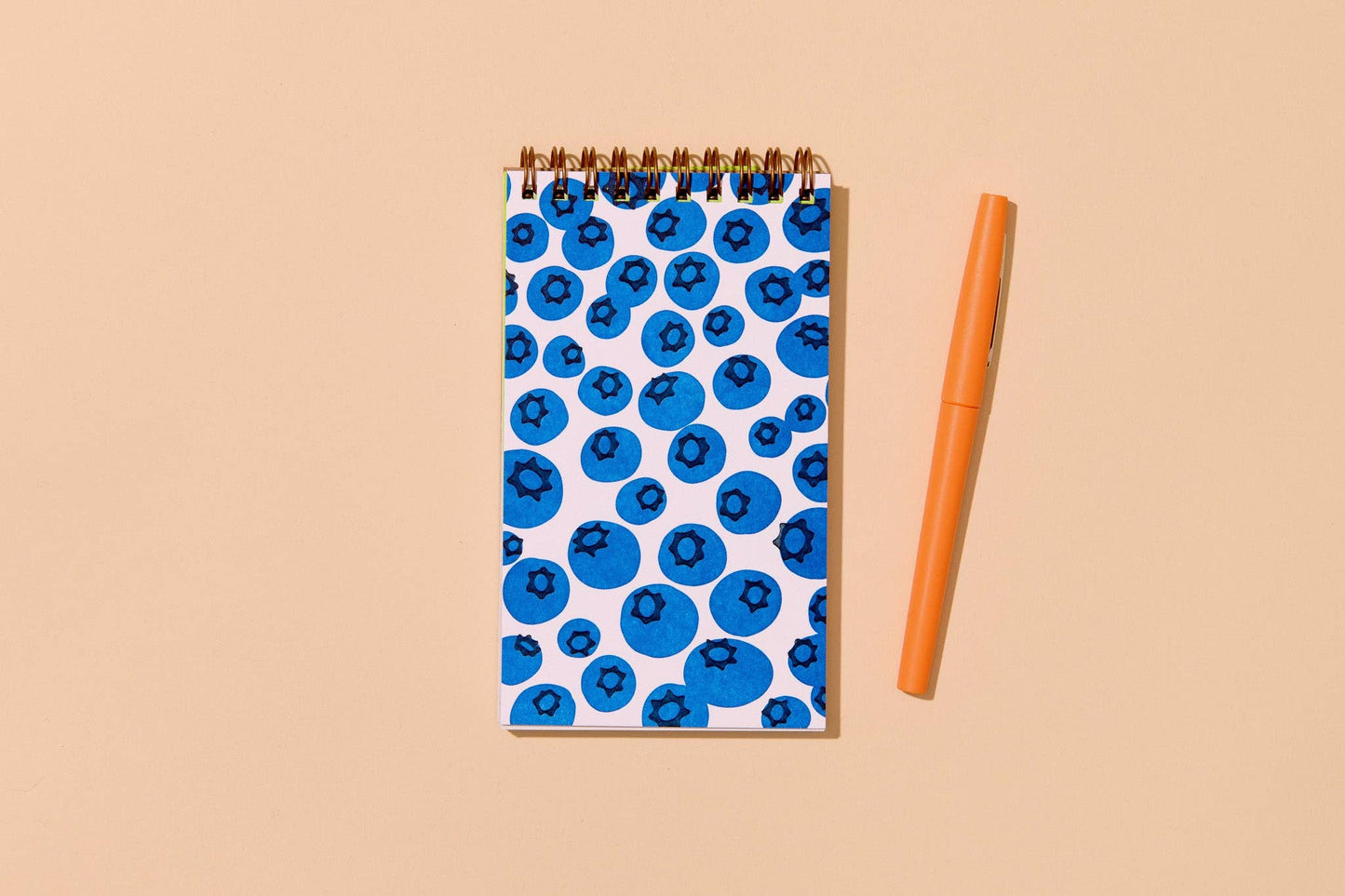Small Modern Summer Letterpress Spiral Notebook—Blueberry