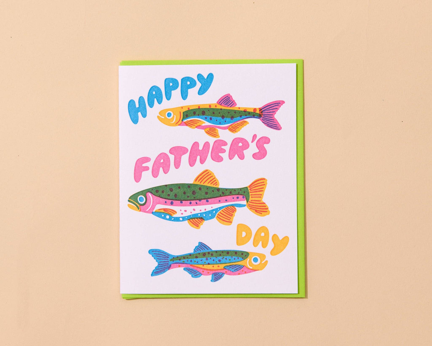 Cute Letterpress Father's Day Greeting Card—Rainbow Trout