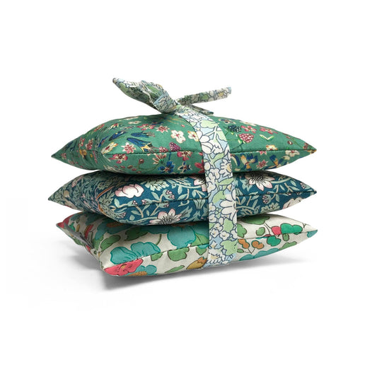 Stack of 3 Square Liberty Cotton Lavender Sachets - Green