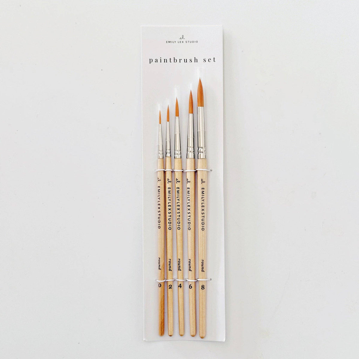 Emily Lex Watercolor paintbrush set of five wood brushes