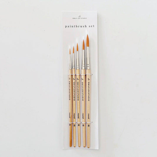 Emily Lex Watercolor paintbrush set of five wood brushes