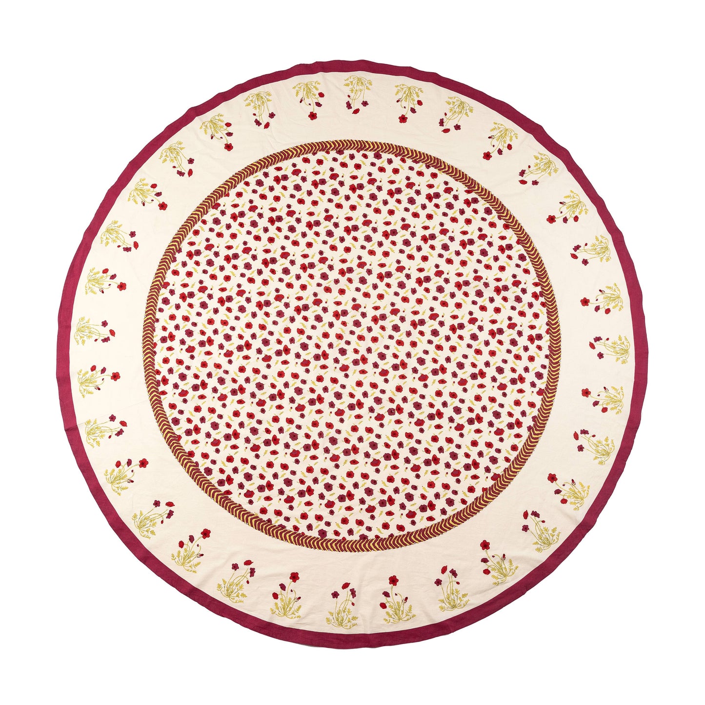 Poppies Red & Green French Tablecloth