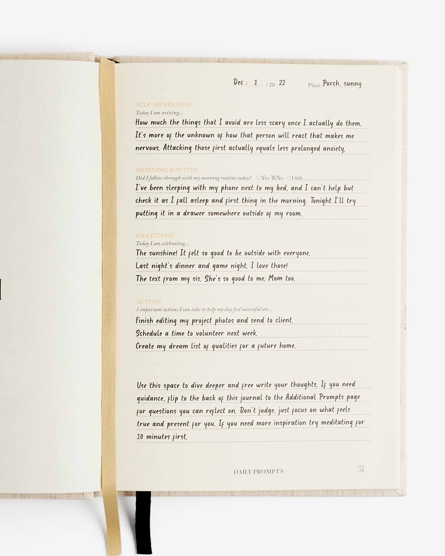 Notes to Mindfulness Journal Oat - Daily Guided Reflection
