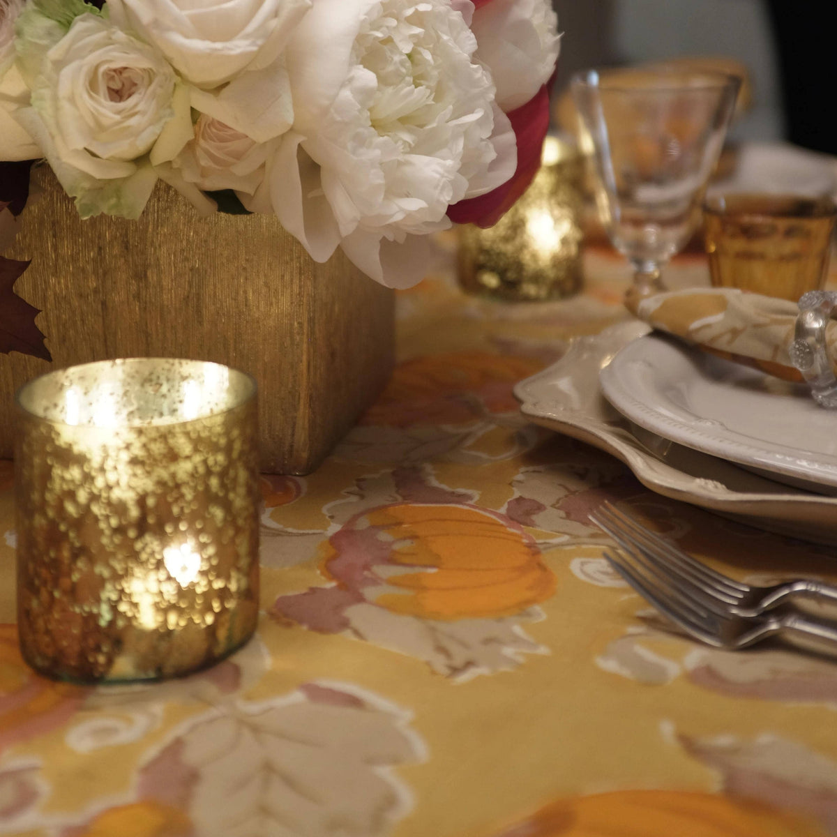 Pumpkin Orange & Mustard Tablecloth