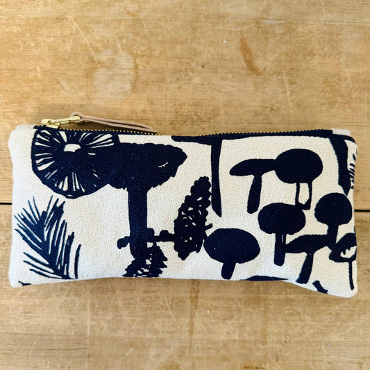 Mushrooms Pencil Pouch: Navy