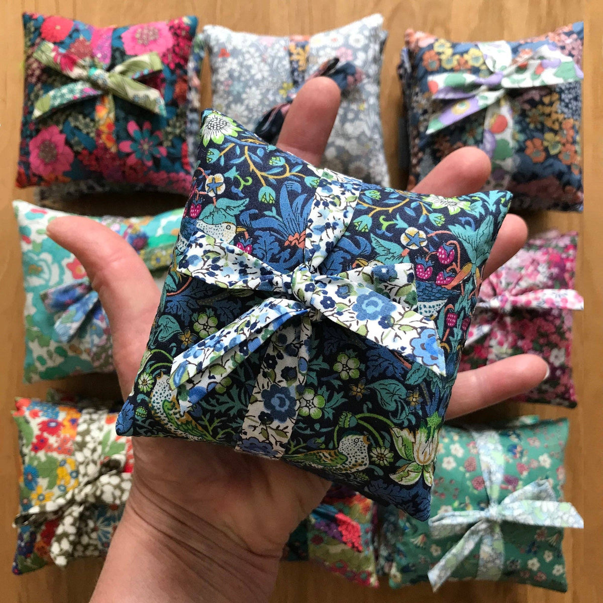 Stack of 3 Square Liberty Lavender Sachets - Blue
