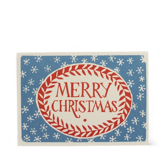 Pack of Ten Cards Merry Christmas Red and Blue