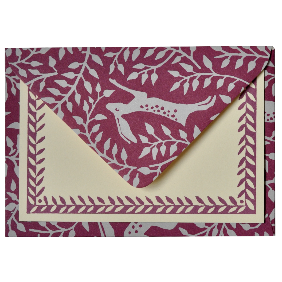 Set of Notecards and Envelopes Dancing Hare Violet