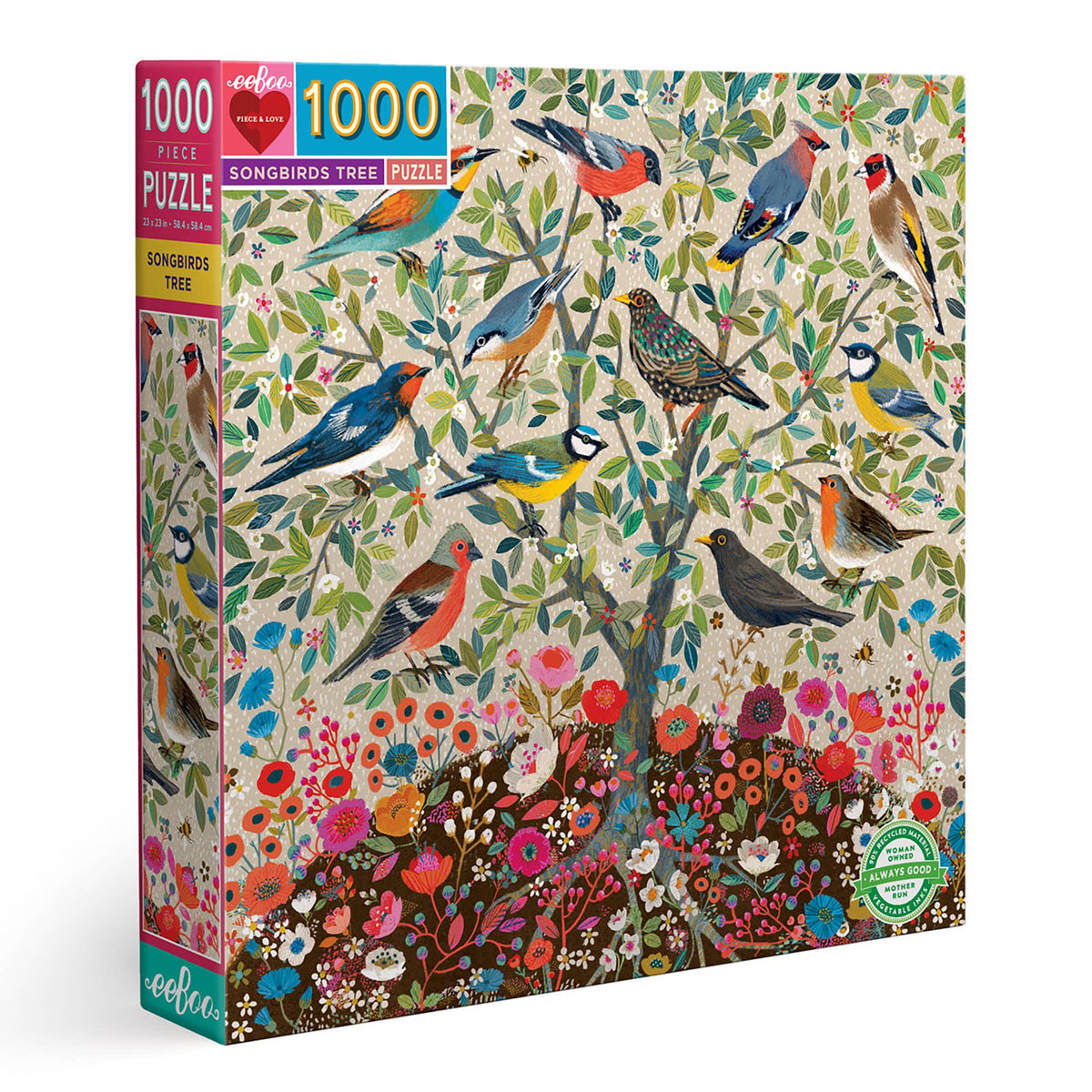 Songbirds Tree 1000 Piece Square Puzzle - eeBoo