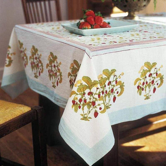 Strawberry Blue | French Tablecloths: 59" x 86"