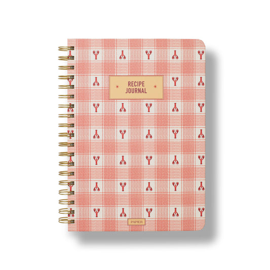 Lobster Gingham B5 Hardcover Spiral Recipe Journal