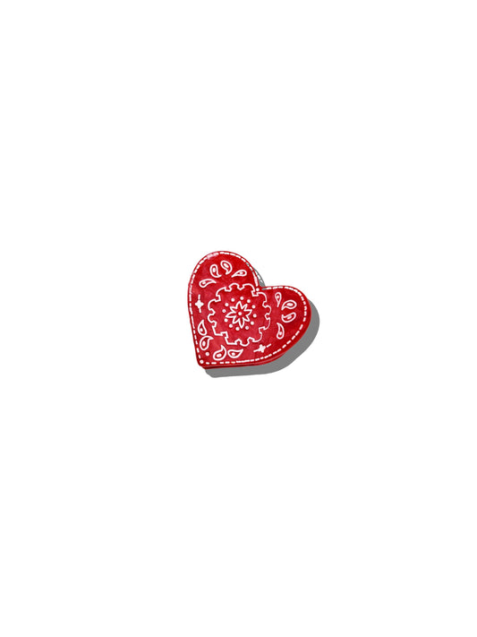 Hand-painted Mini Paisley Heart Claw Hair Clip: Red