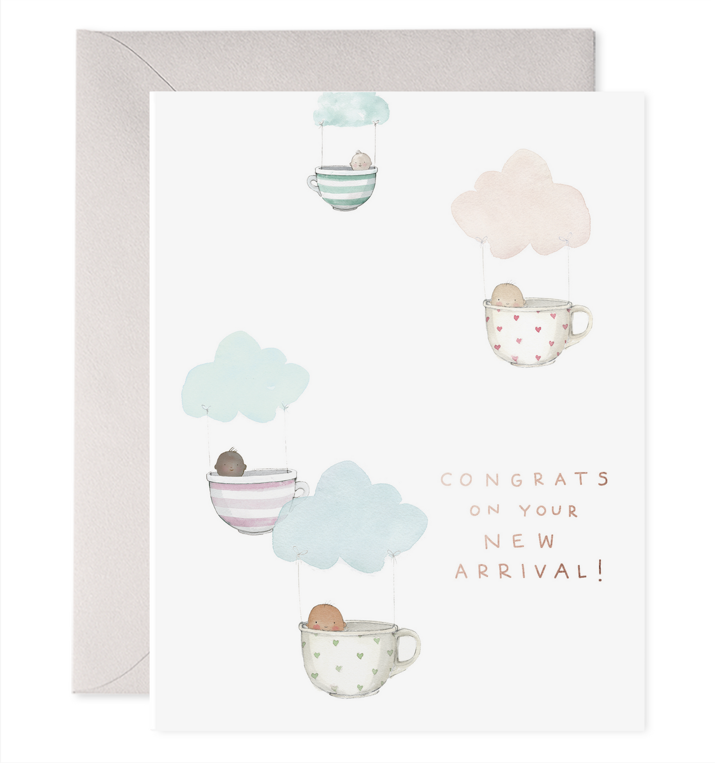 Teacup Babies | New Baby Shower Greeting Card: