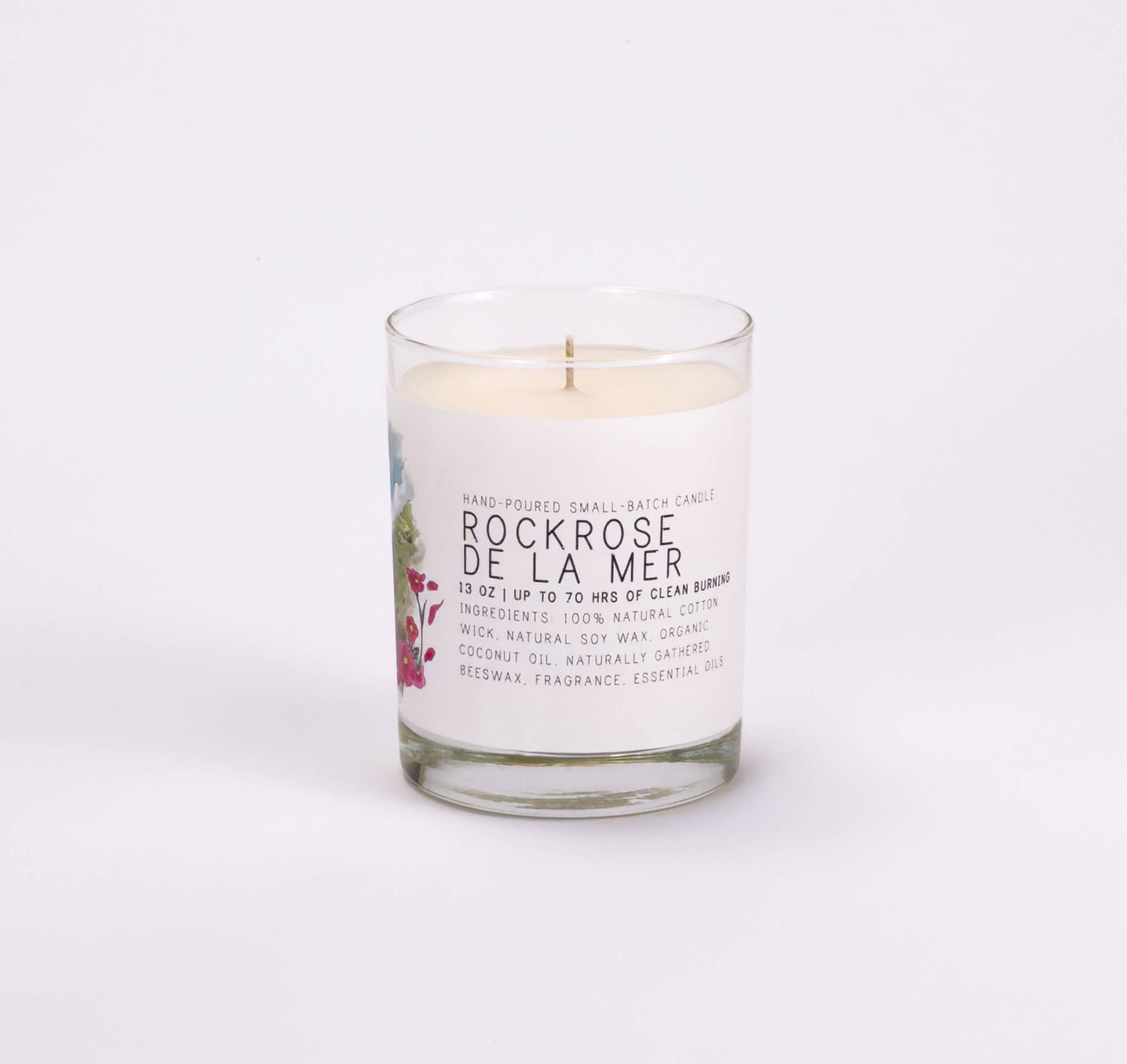 Rockrose de la Mer - Large Glass - Just Bee Candle : Large Glass (up to 70 hrs of clean burning)