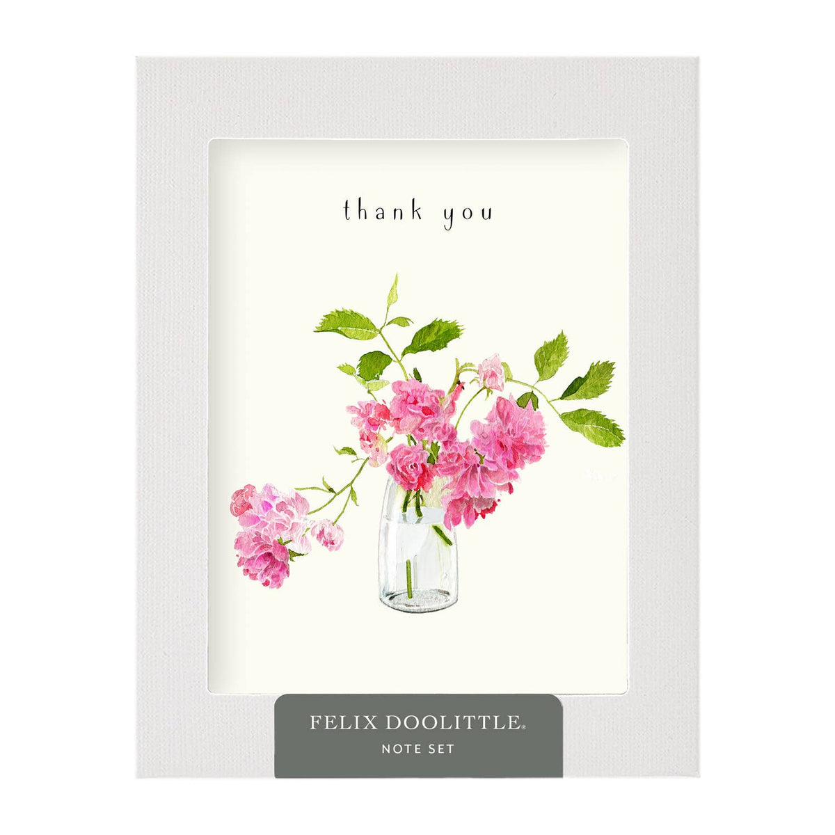 Thanks a Lot 2 - Note Set - Pink flower themed cards, boxed