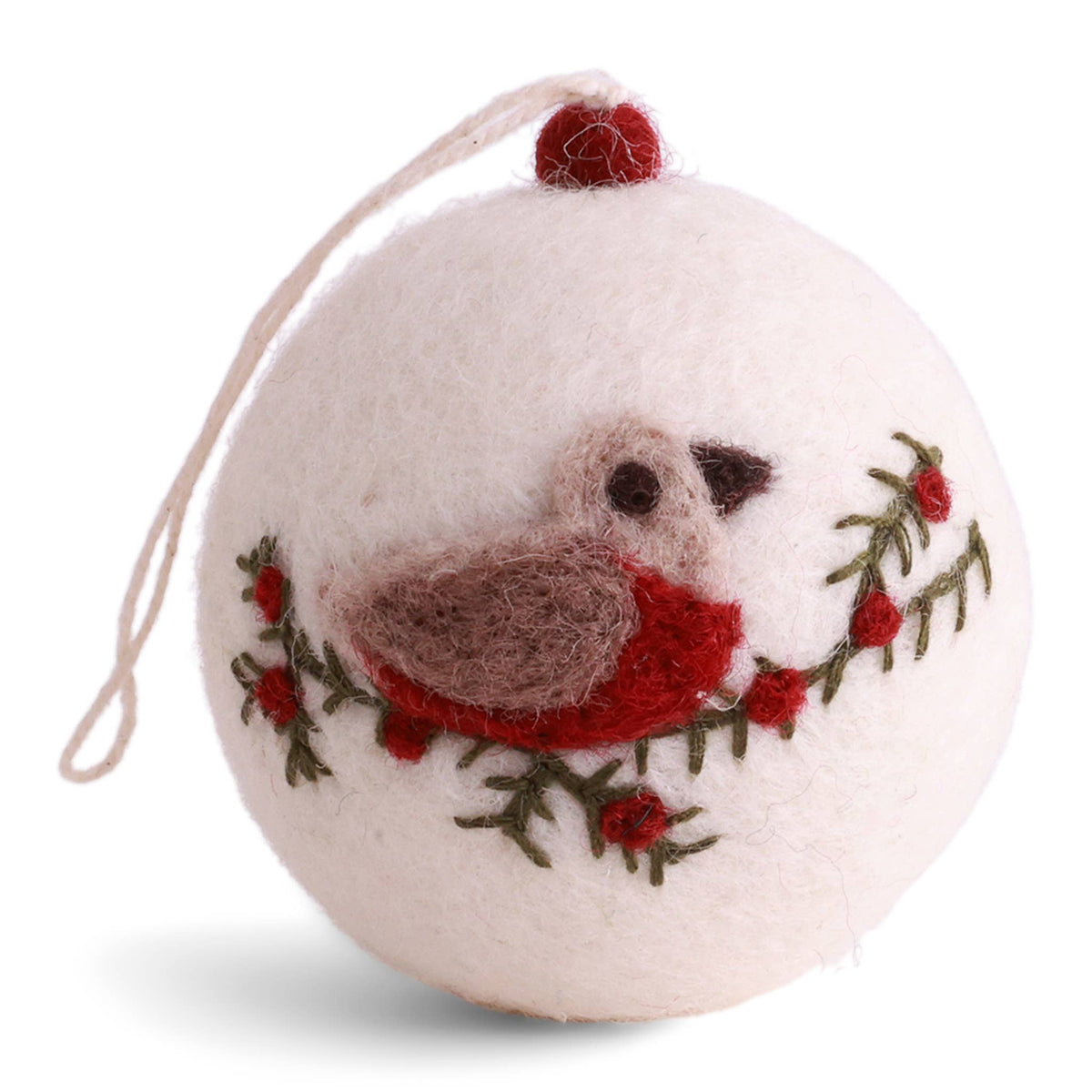Christmas Bauble - White w/Bird