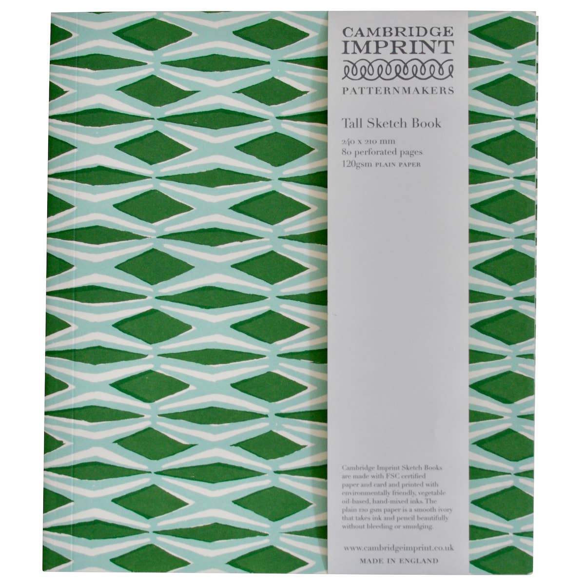 Tall Softback Sketchbook Smocking Jade and Forest Green