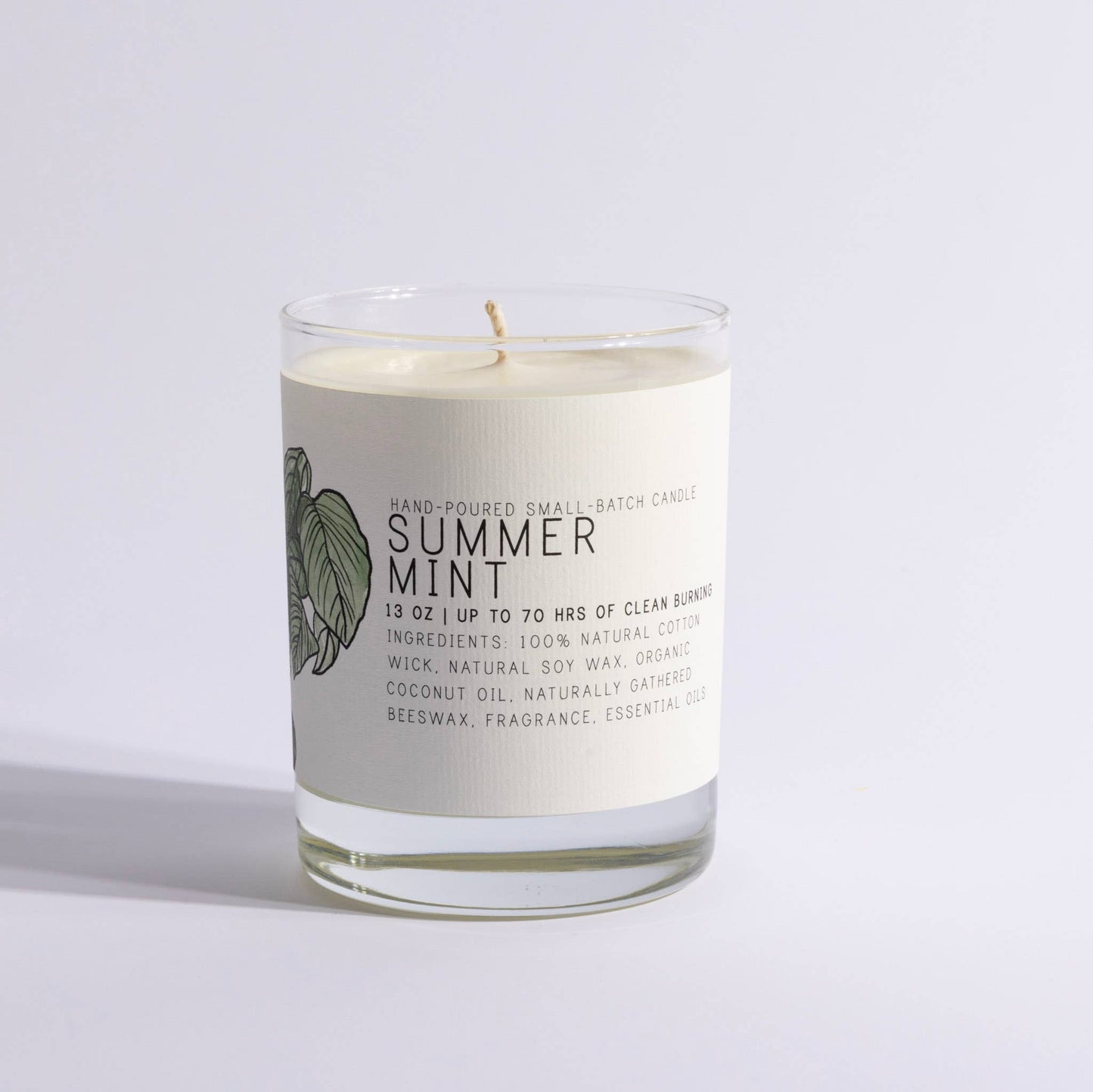 Summer Mint - Large Glass - Just Bee Candle: Large Glass (up to 70 hrs of clean burning)