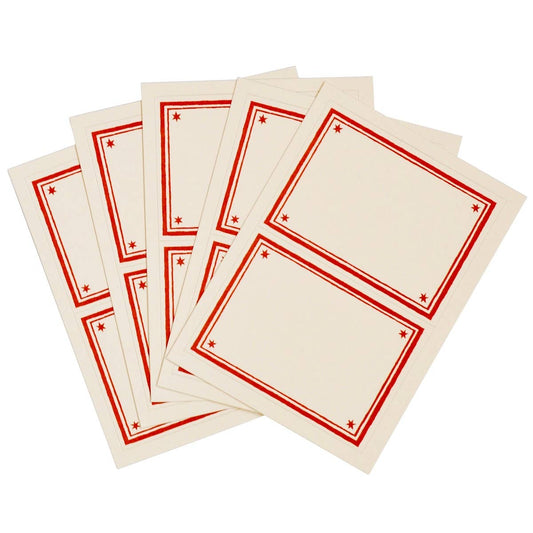 Packet of 10 Large Self-Adhesive Labels with Crimson Border