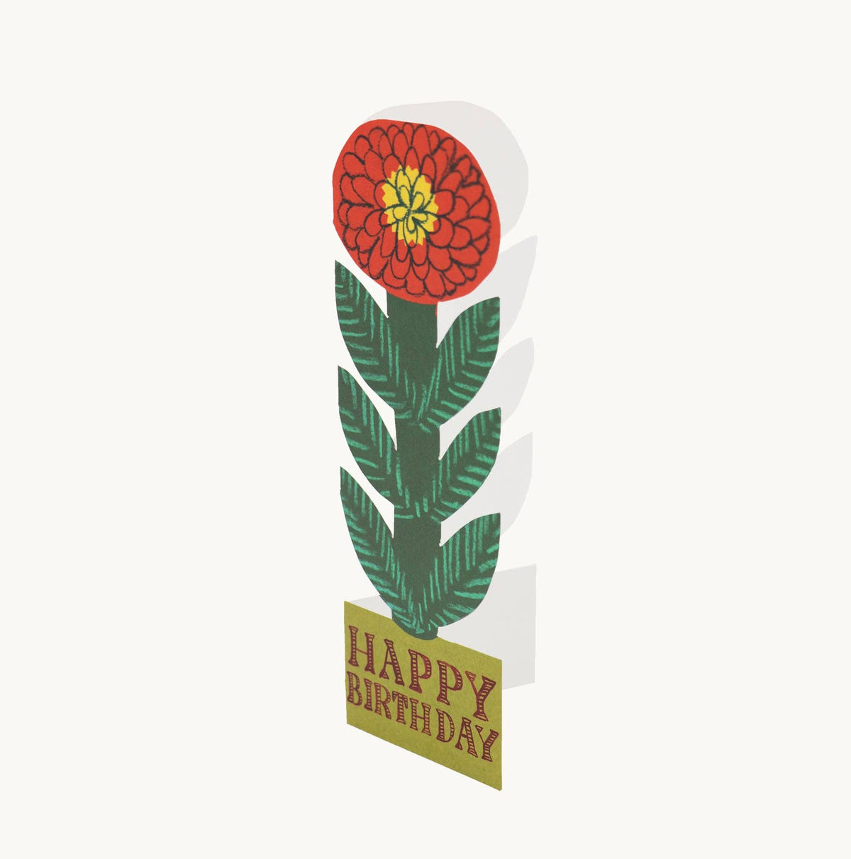 Cheery Red Flower, Happy Birthday Card