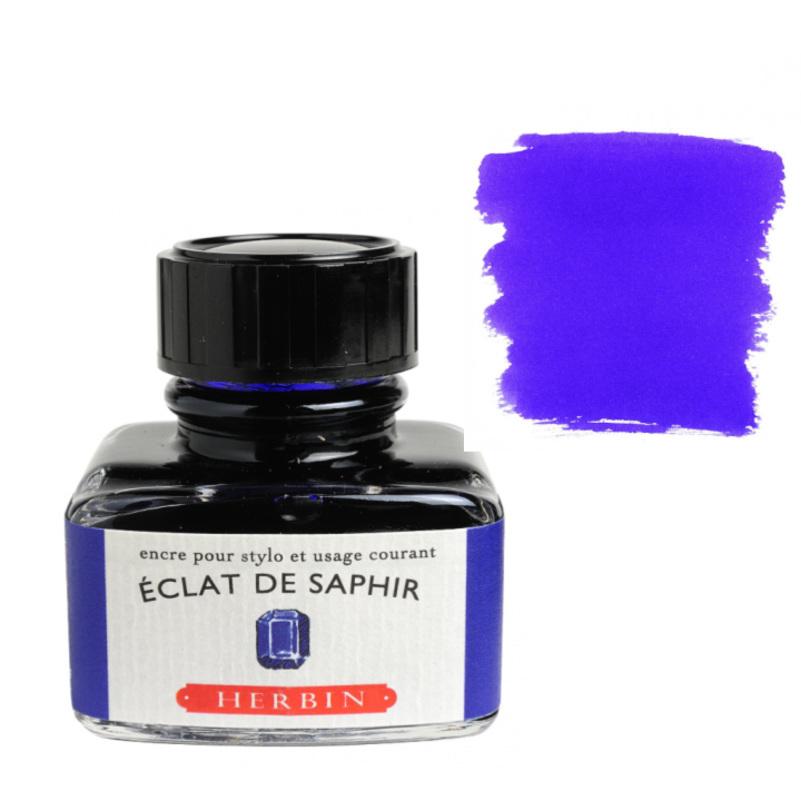 Herbin Fountain Pen Ink 30ml Bottle -35 Colors: Bleu des Profondeurs (Deep Sea Blue)