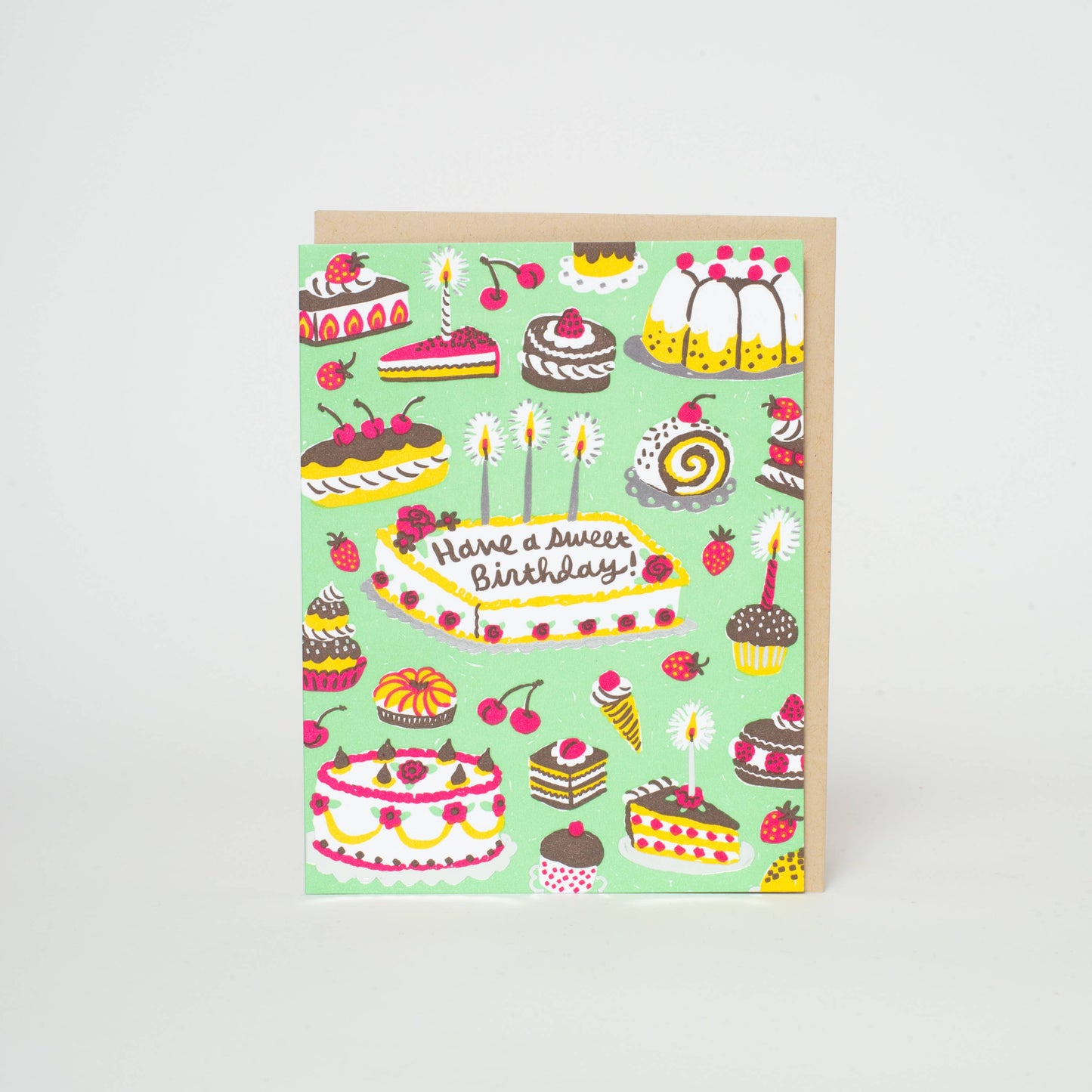 Birthday Sweets Spread Letterpress Greeting Card by Phoebe Wahl