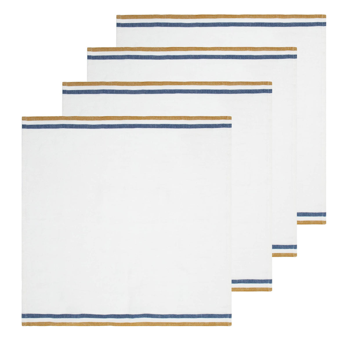 Normandy White - Mustard/White/Blue Stripes Napkins 20x20