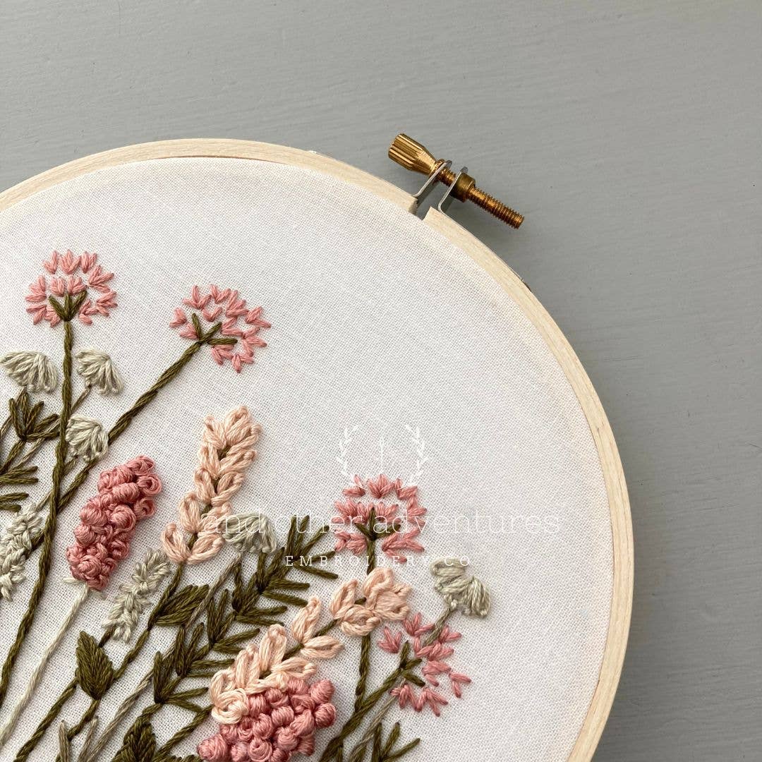 Meadow in Blush & Olive Hand Embroidery Kit