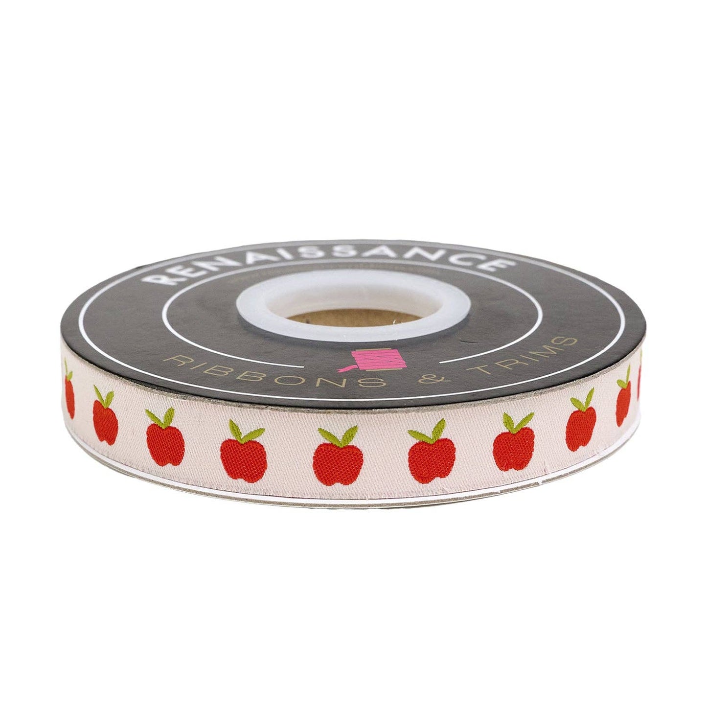 Catnap - Apples in Natural - 5/8" width - by Alexia Abegg - 5 Yard Spool