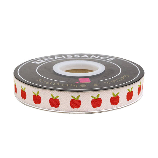 Catnap - Apples in Natural - 5/8" width - by Alexia Abegg - 5 Yard Spool