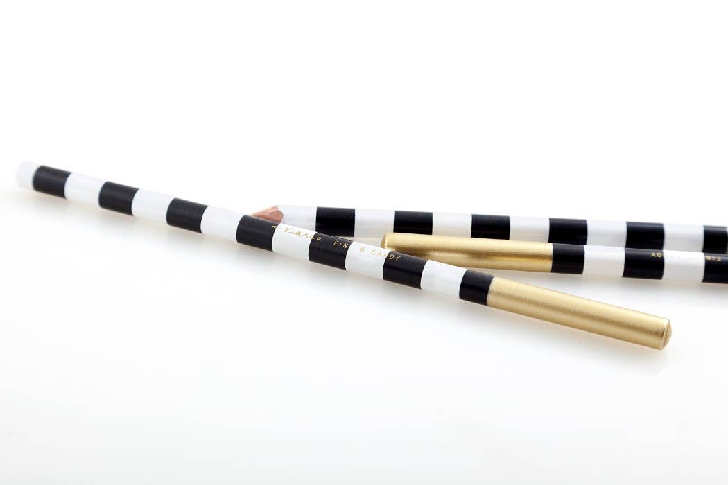 Black and White Stripe Graphite Pencil Set