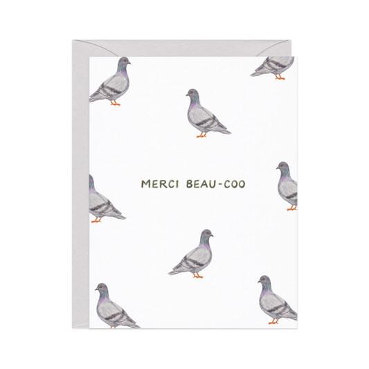 Merci Beau-coo Pigeon — Thank You Card