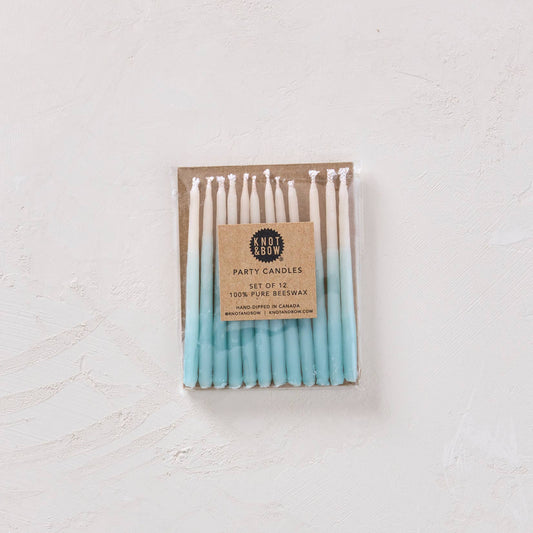 Hand-dipped Beeswax Birthday Candles | Aqua Ombré