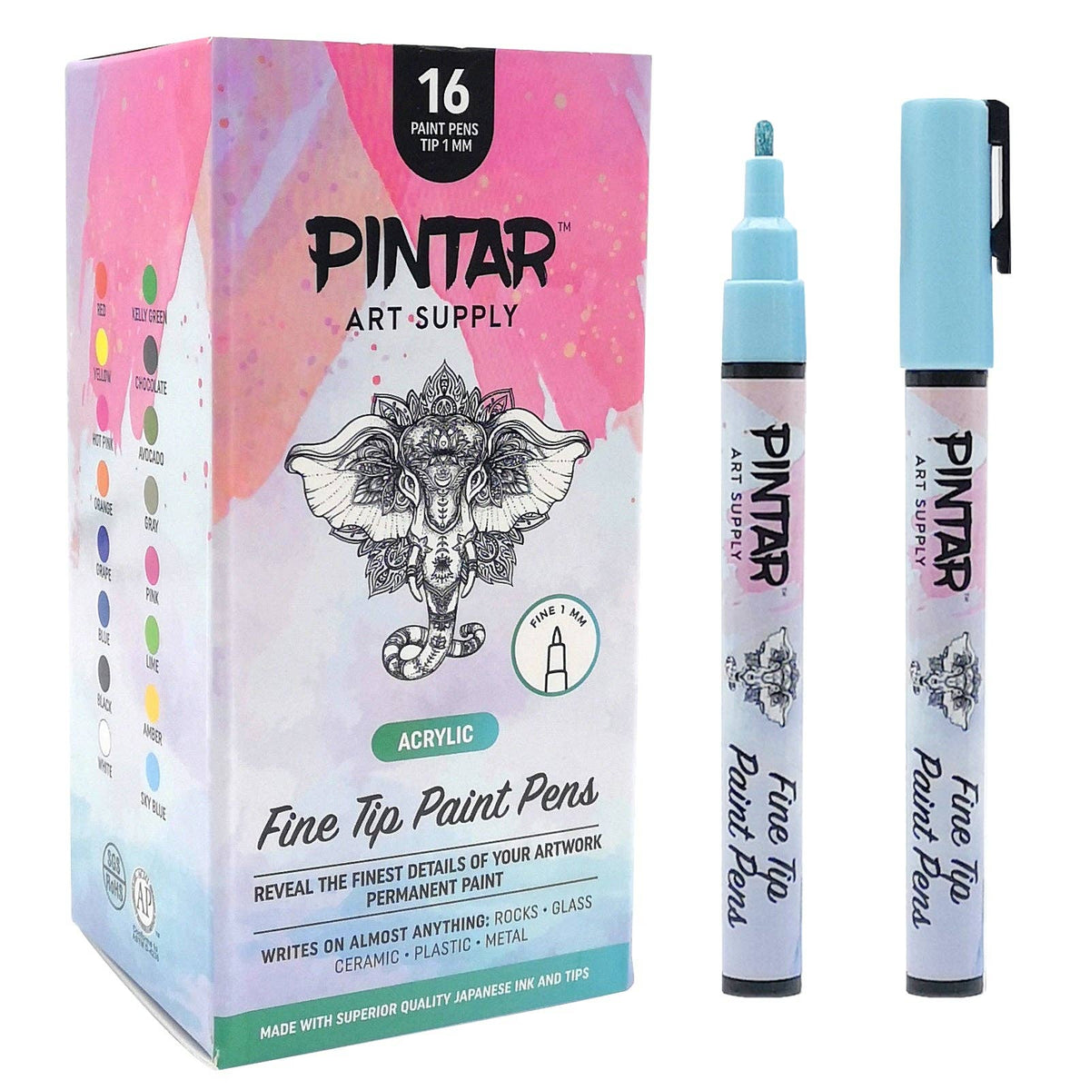 Pintar Acrylic Paint Pens - 1mm Fine Tip (Assorted Colors)