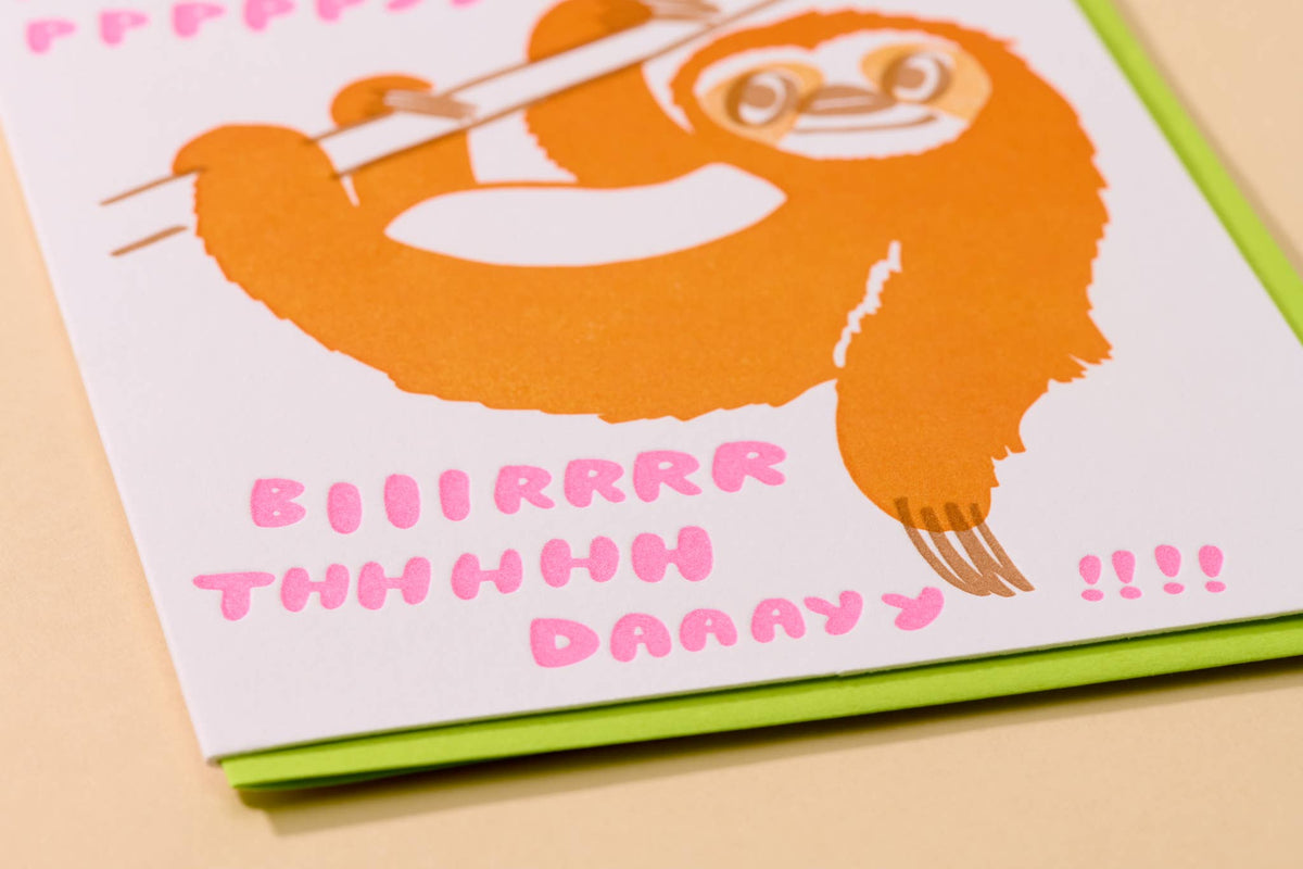 Letterpress Birthday Card—Sloth