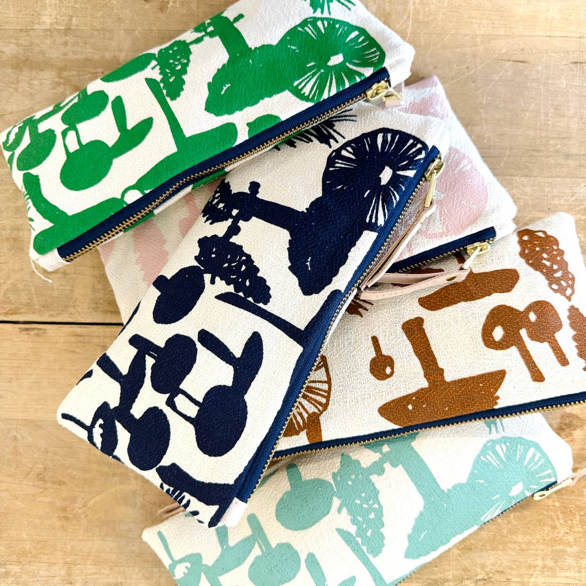 Mushrooms Pencil Pouch: Navy