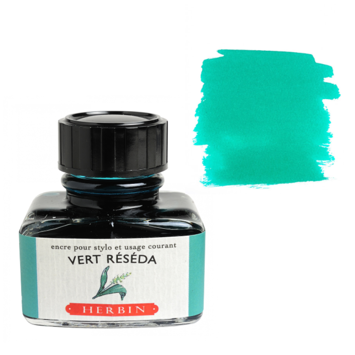 Herbin Fountain Pen Ink 30ml Bottle -35 Colors: Bleu des Profondeurs (Deep Sea Blue)