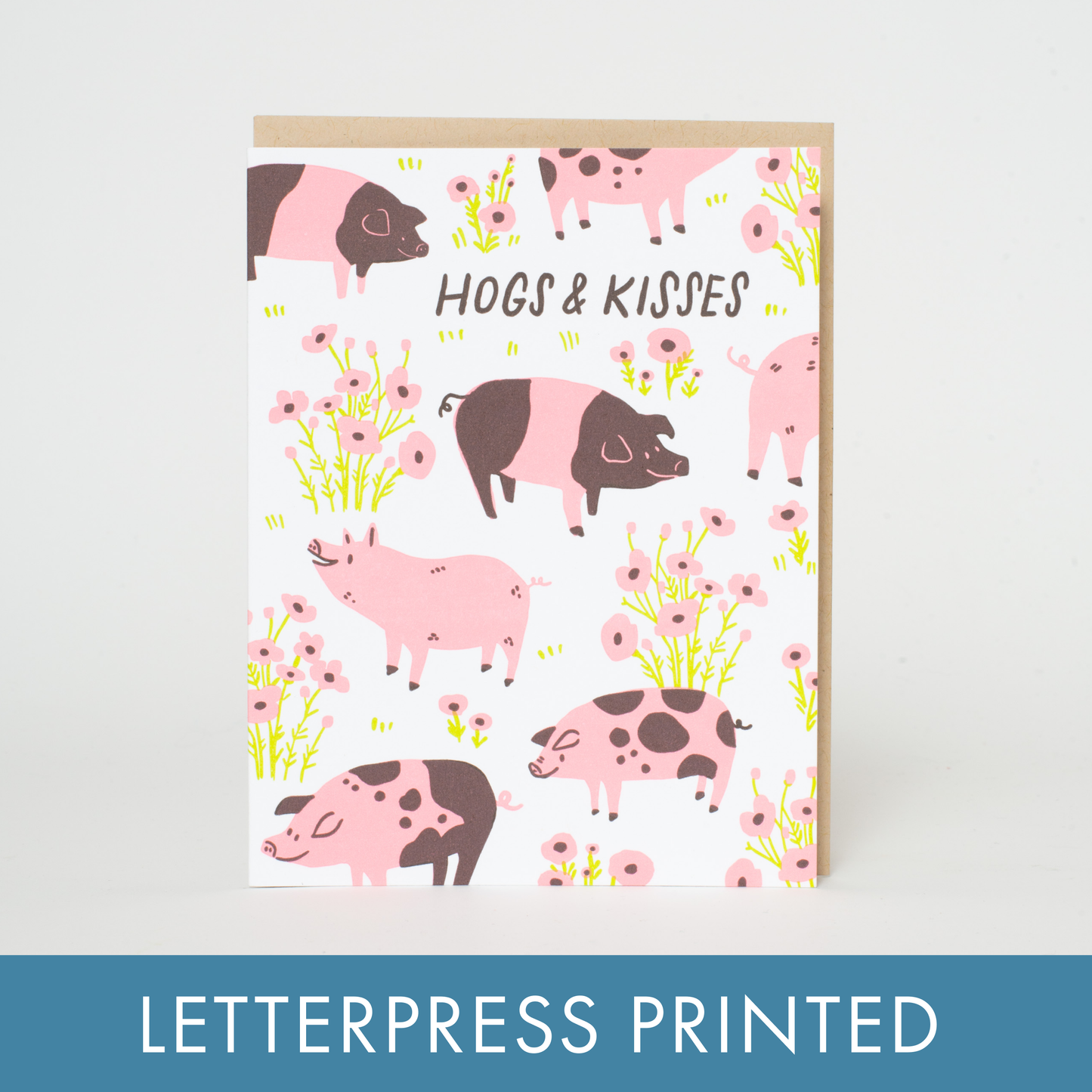 Pigs Punny Love Letterpress Greeting Card by Hello!Lucky