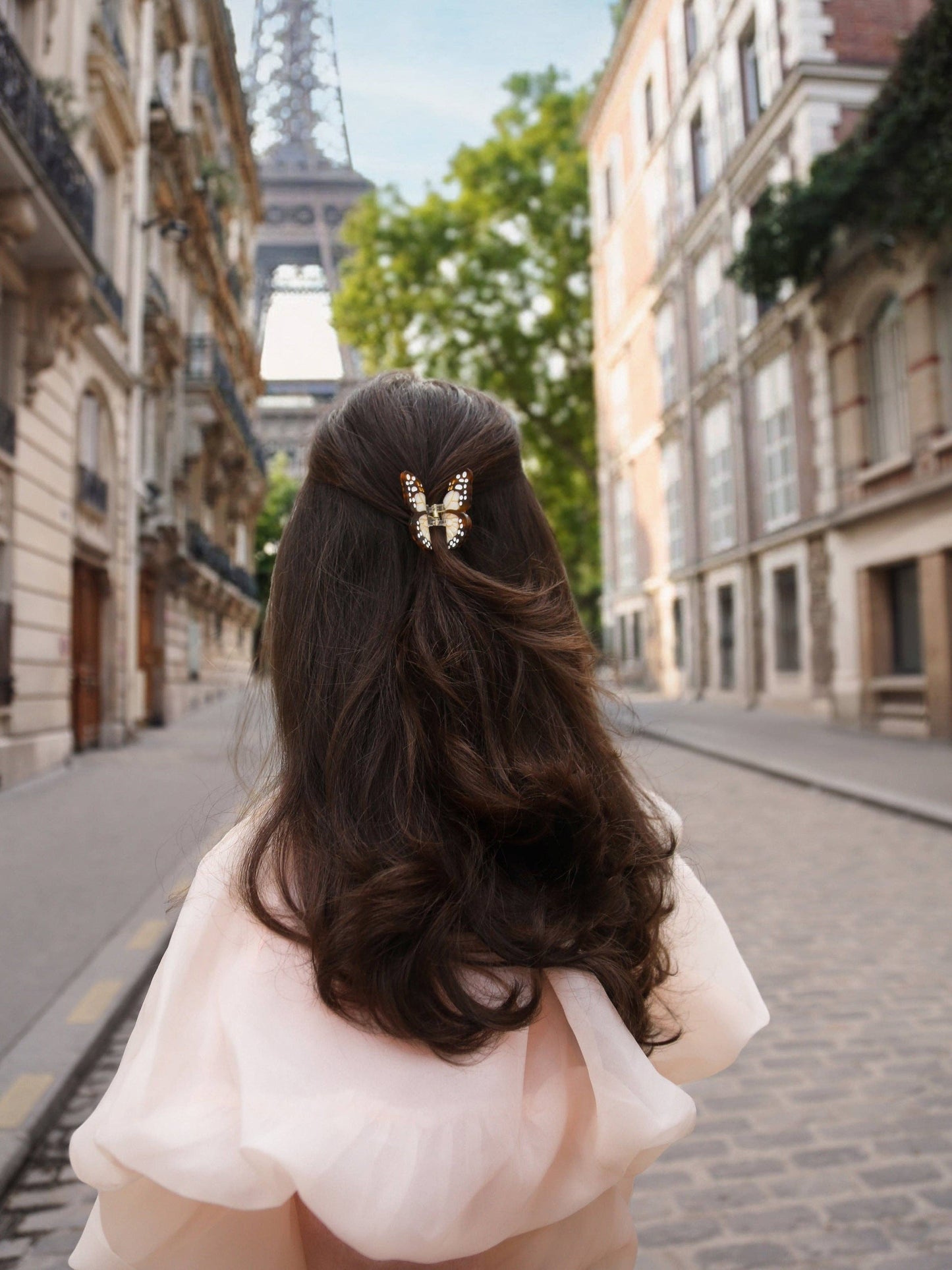 Hand-painted Mini Boho Monarch Claw Hair Clip | Eco-Friendly: Baby Blue