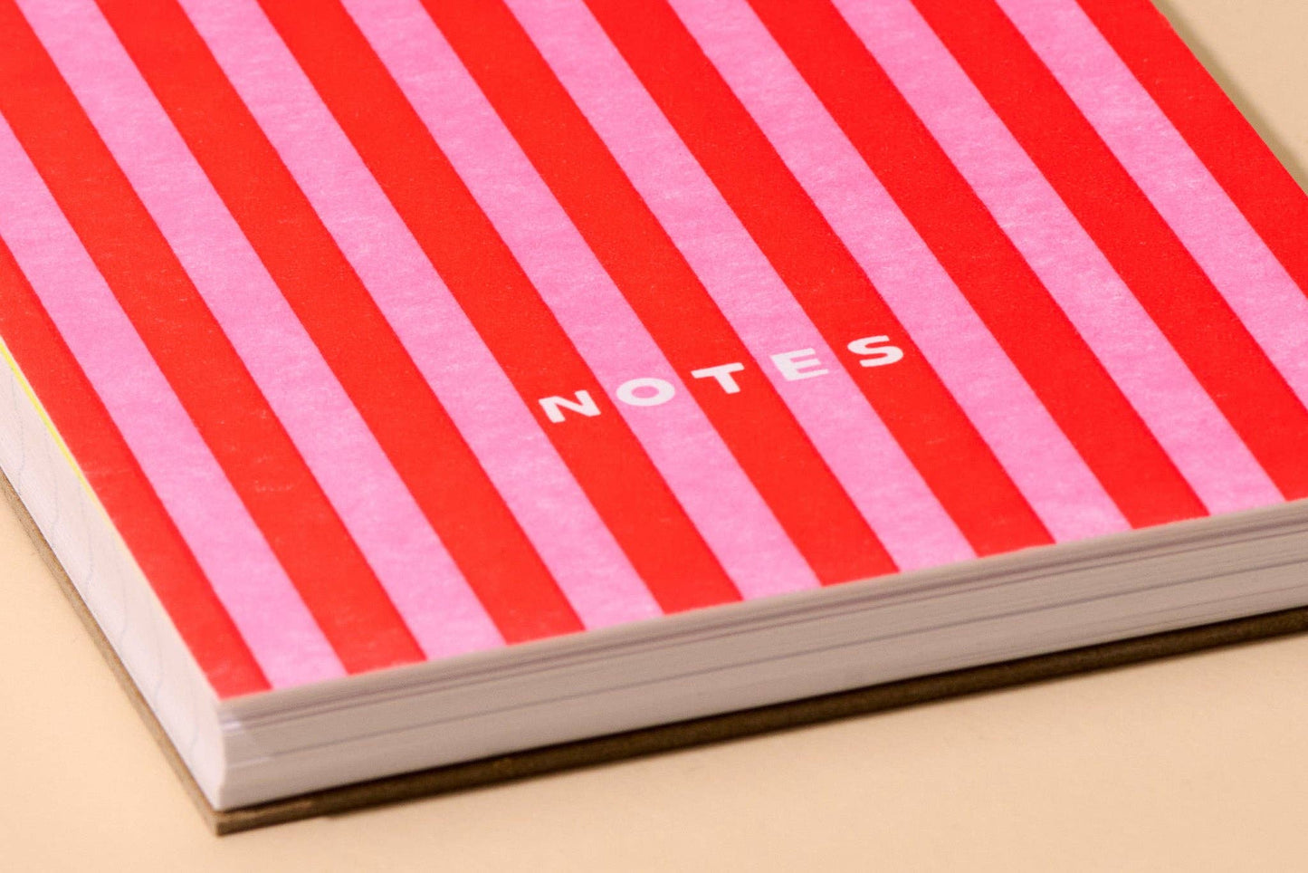 Small Fun Letterpress Spiral Notebook—Red/Pink Cabana Stripe