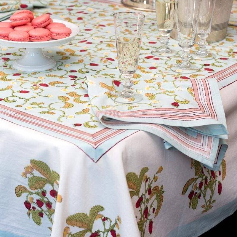 Strawberry Blue | French Tablecloths: 59" x 86"