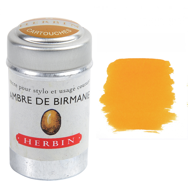 Herbin Fountain Pen Ink Cartridges - Tin of 6: Bleu Nuit (Midnight Blue)