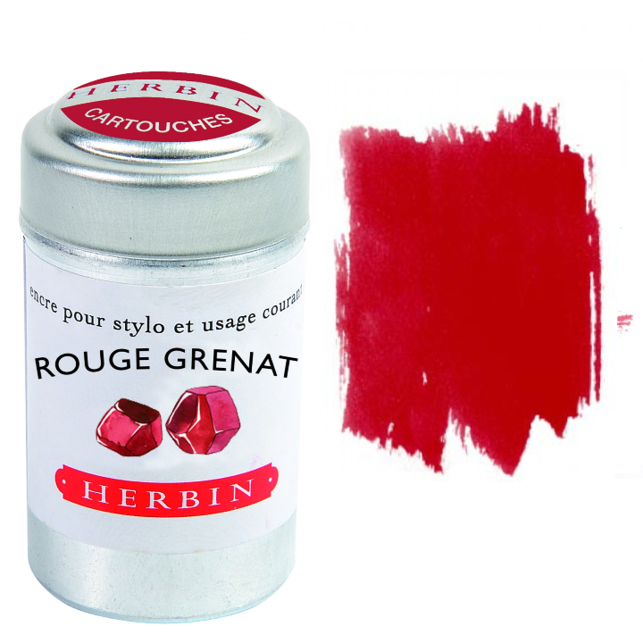 Herbin Fountain Pen Ink Cartridges - Tin of 6: Rouge Grenat (Garnet Red)