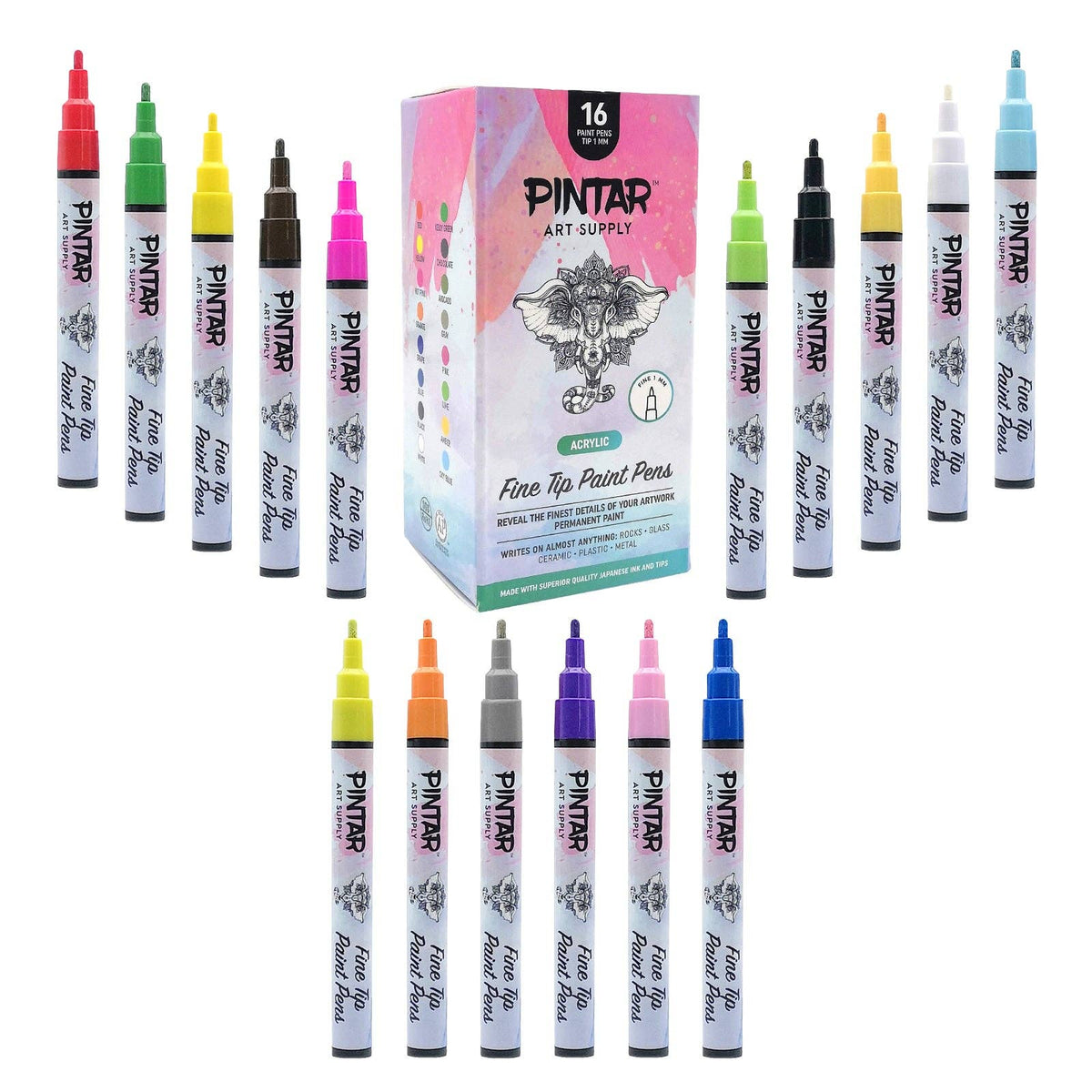 Pintar Acrylic Paint Pens - 1mm Fine Tip (Assorted Colors)