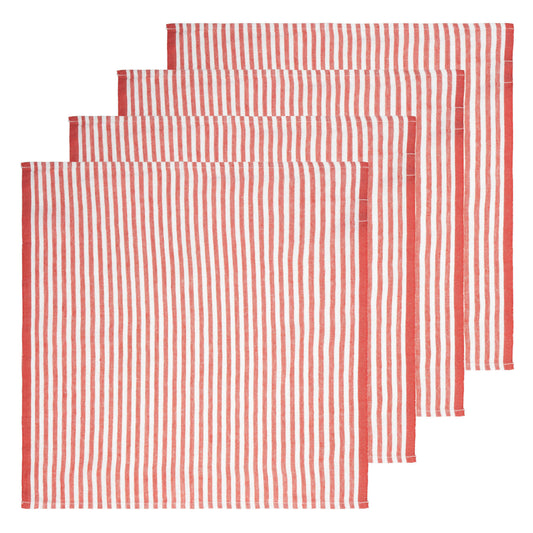 Ticking Stripe Napkin 20x20 - Tomato - Set of 4