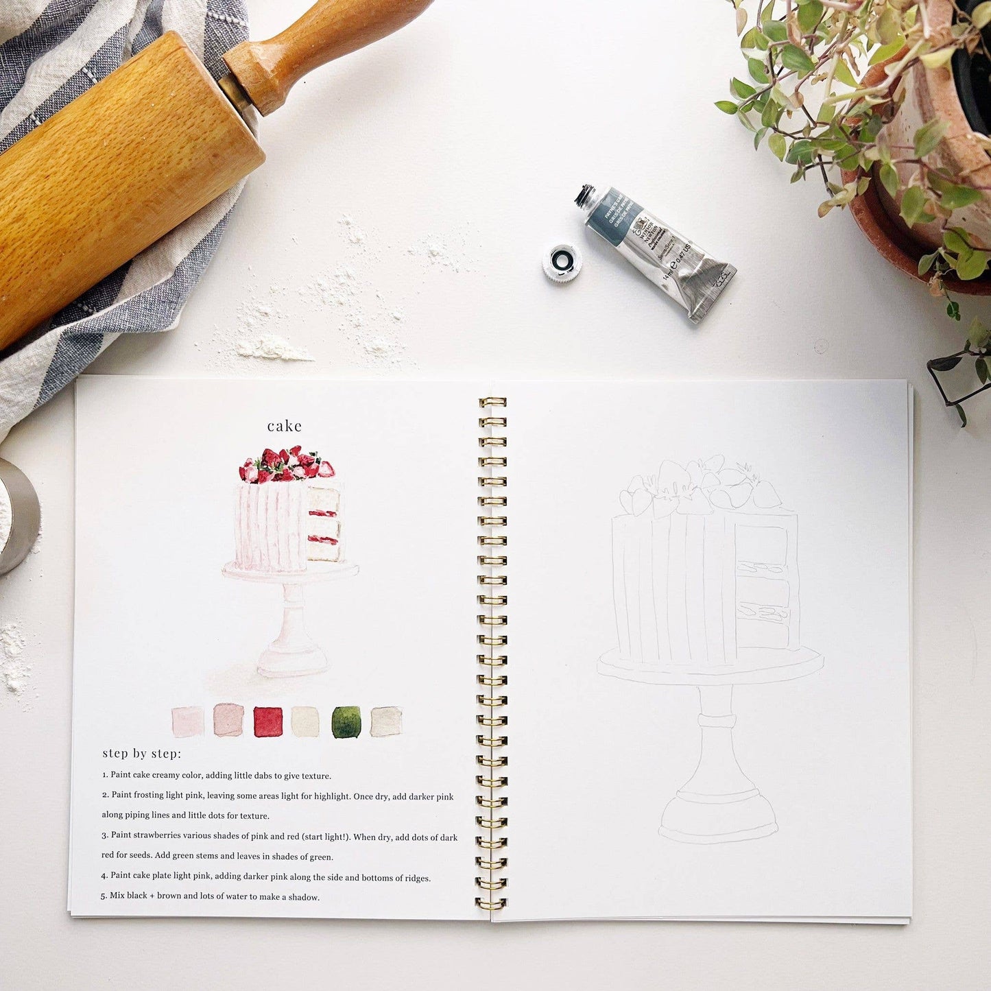 Baking watercolor workbook