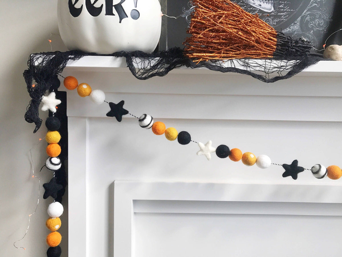 Halloween Star Felt Ball Garland